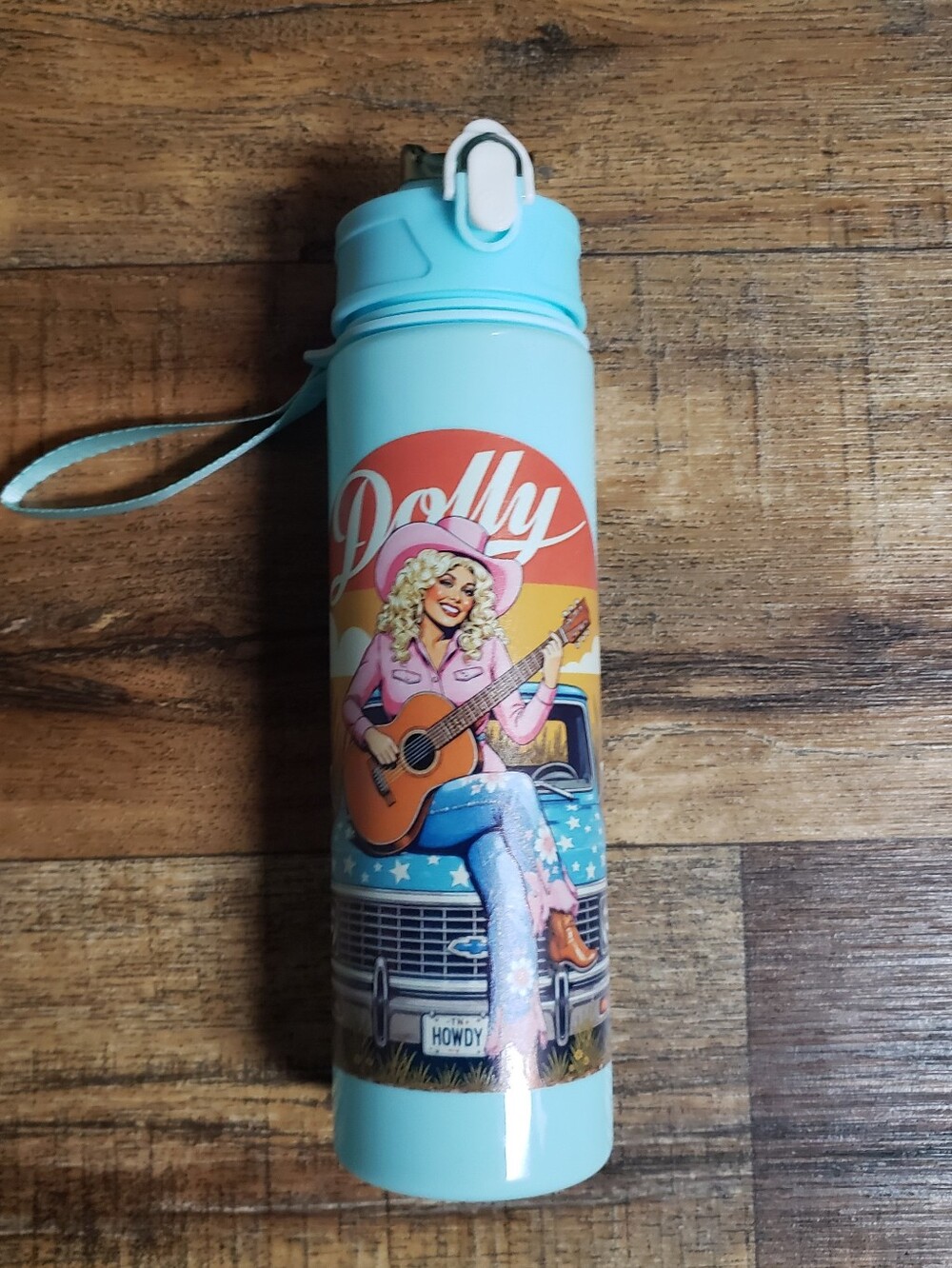 Dolly Themed Light Blue Water Bottle